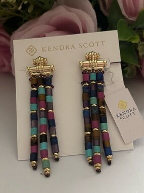 NWT Kendra Scott Bree Statement earrings in gold multicolor